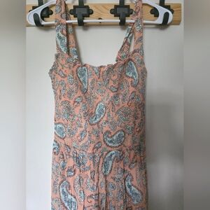 Black Tape Paisley Print Peach Smock Top‎ Maxi Sz Xtra Small
